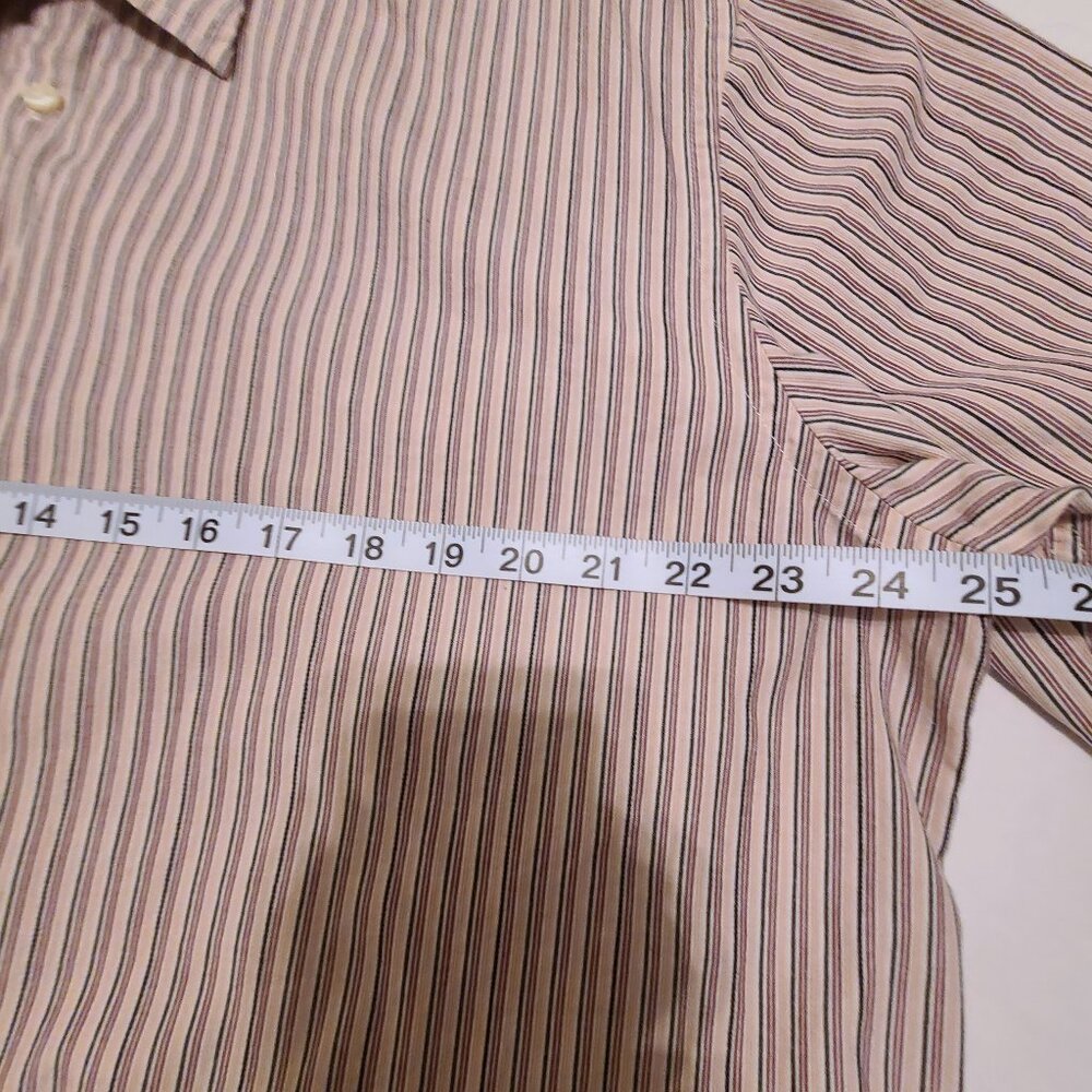 Dockers XL Striped Short Sleeve Shirt Pink White Black Cotton Button-Front - Picture 8 of 8